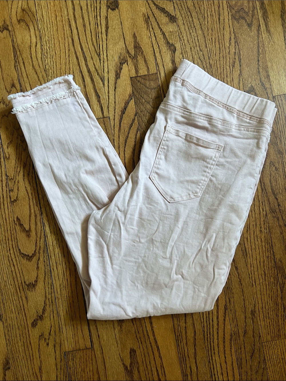 Mud Pie Pale Blush Skinny Jeans with Frayed Hem